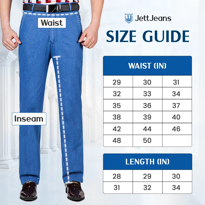 JettJeans - Men's Classic Straight Fit Stretch Jeans