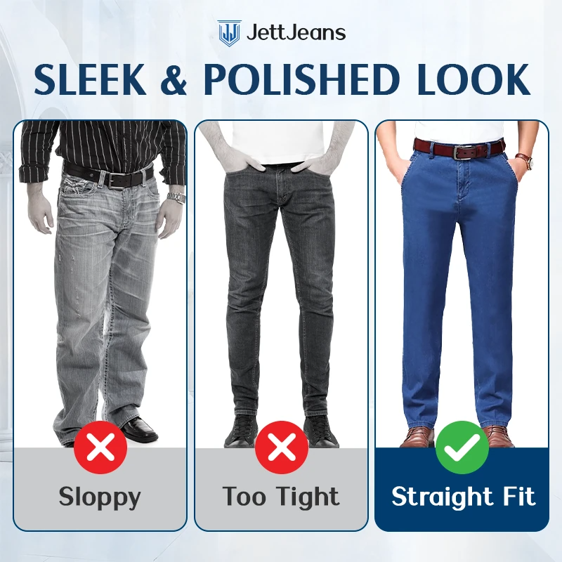 JettJeans - Men's Classic Straight Fit Stretch Jeans